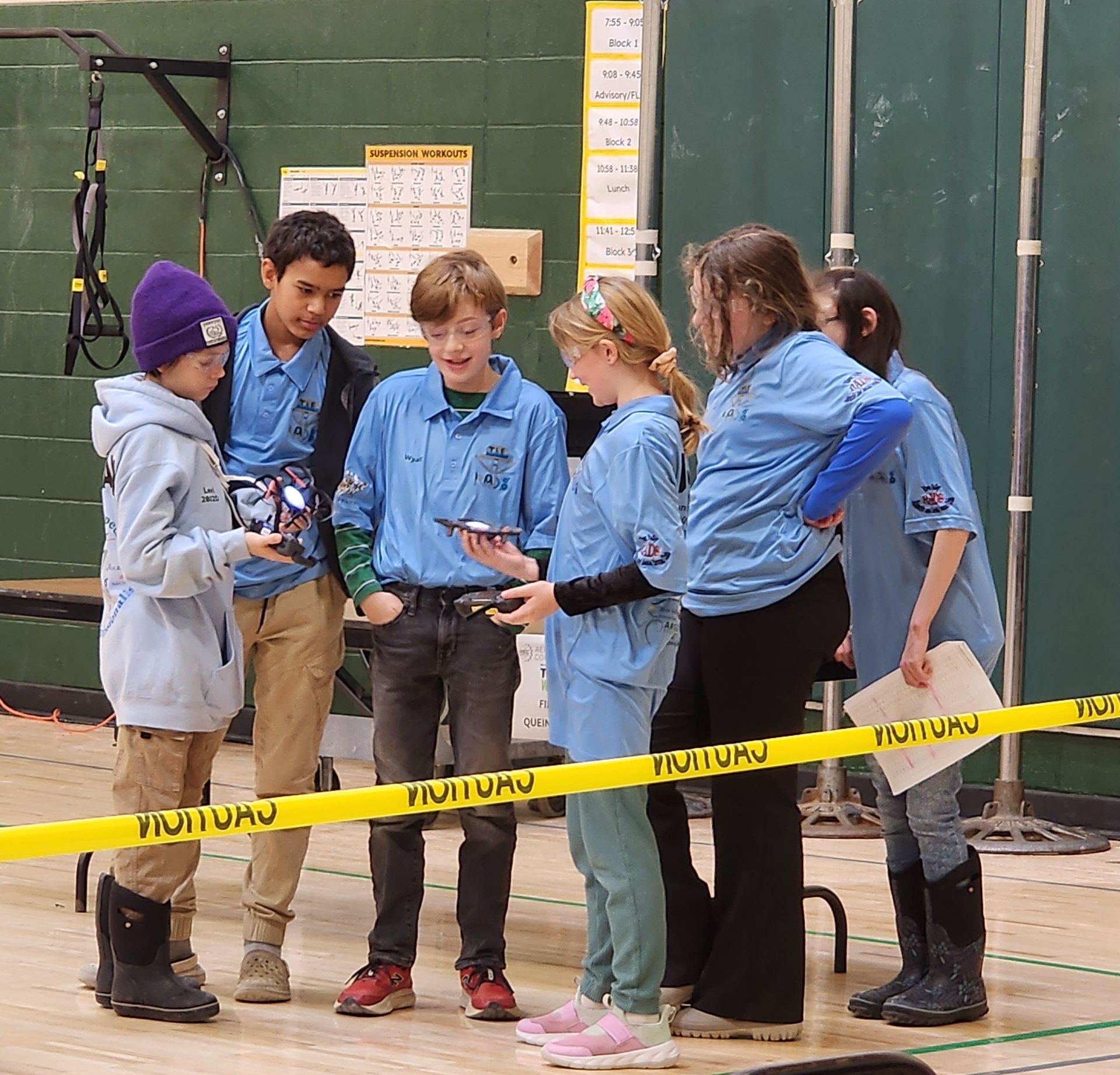 Students competing in a Vermont aerial drone championship during a Ceres Air visit
