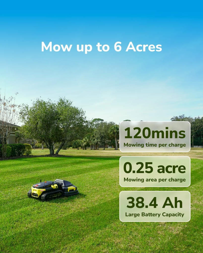 YARBO Robot Lawn Mower, Autonomous Robotic Lawnmower for Large Yard up to 6 Acres, 70% Steep Slopes, AI Multi-Zone Mapping, RTK GPS, Modular Design, Perimeter Wire Free